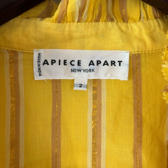 Apiece Apart Rafaela Mini Dress In Yellow Women's Size 2 Metallic Striped - Picture 6 of 7